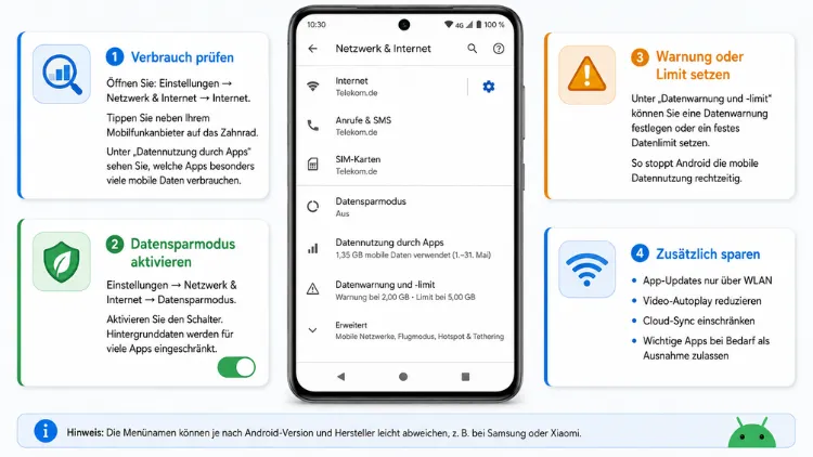 Android: Datenverbrauch begrenzen – so geht’s!