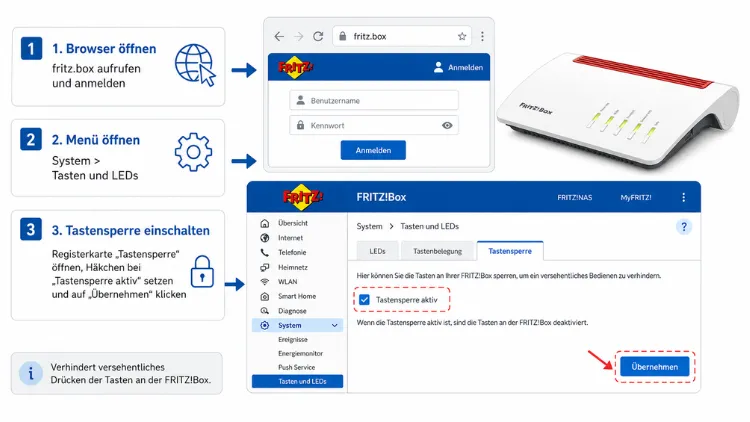 Fritzbox-Tastensperre aktivieren: So geht es einfach