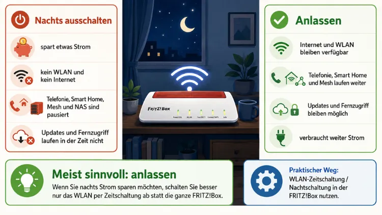 Fritzbox nachts ausschalten oder anlassen? Einfach erklärt