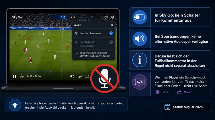 Sky-Go-Fußballkommentator- ausschalten – geht das?