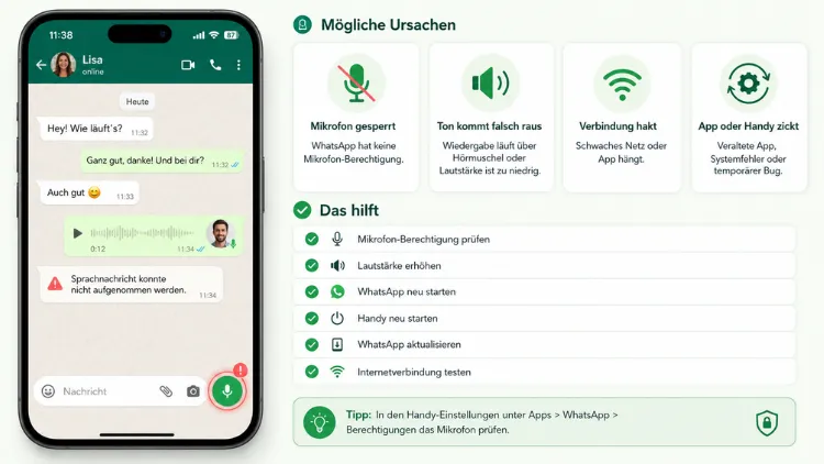 WhatsApp: Sprachnachrichten gehen nicht – Ursachen & Hilfe
