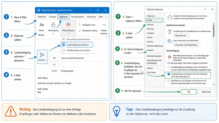 Outlook E-Mail Lesebestätigung einrichten – Anleitung