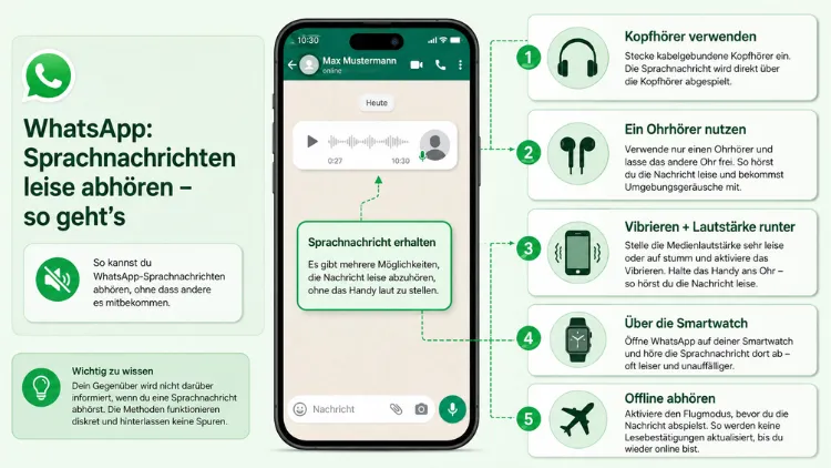WhatsApp: Sprachnachrichten leise abhören – so geht’s