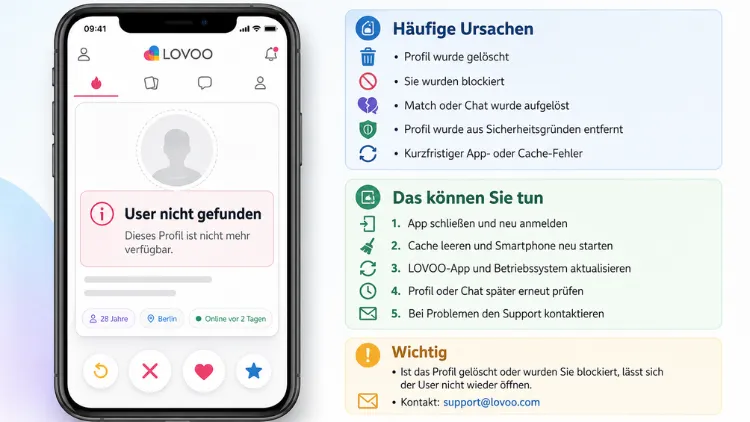 Lovoo-Meldung „User nicht gefunden“ – Ursachen & Lösungen