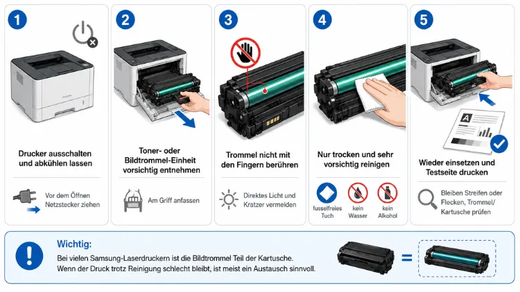 Samsung-Laserdrucker: Bildtrommel reinigen – so geht’s