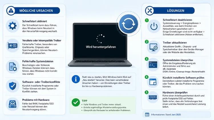 Windows fährt bei Neustart herunter: Ursachen und Lösungen