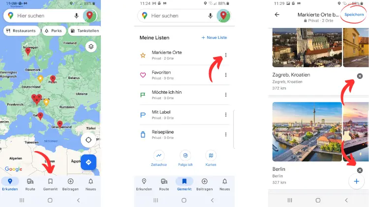 Google Maps gesetzte Markierung über App löschen