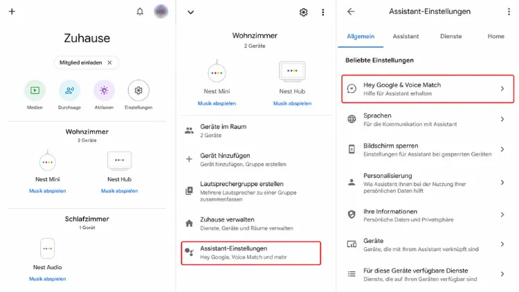 Google Nest-Lautsprecher und Smart Displays