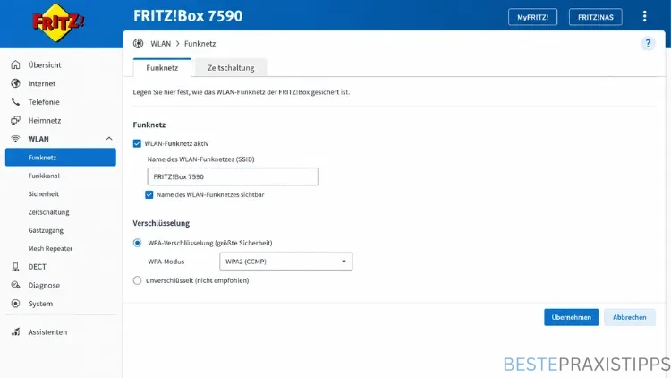 FRITZ!Box 7590 WLAN Einstellungen