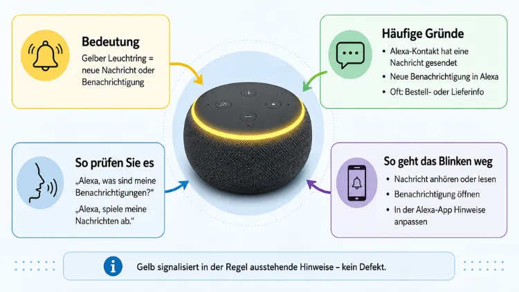Alexa-Gerät blinkt gelb: Gelber Leuchtring Bedeutung?