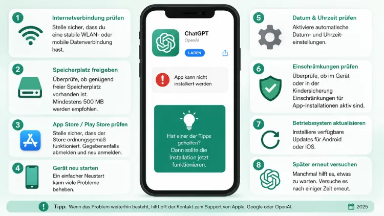 ChatGPT-App wird nicht installiert – was tun? Einfach erklärt