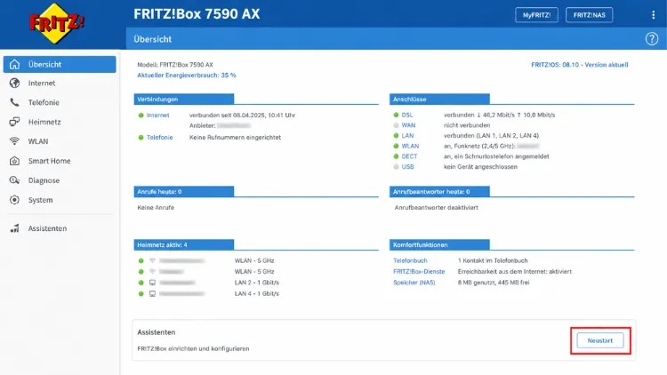 FRITZ!Box 7590 AX Übersicht