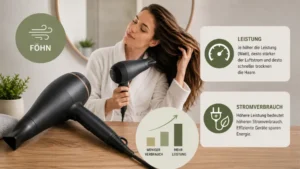 Föhn, Wattzahl und Stromverbrauch – für Haare föhnen