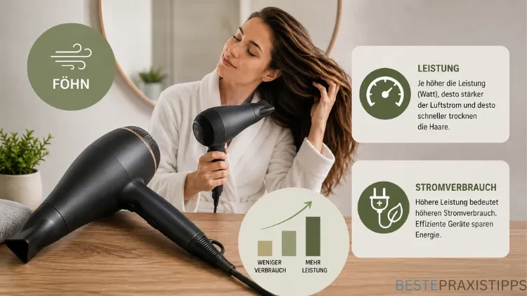 Föhn, Wattzahl und Stromverbrauch – für Haare föhnen