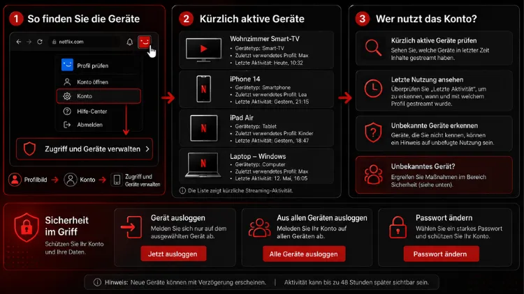 Netflix: Geräte verwalten und wer schaut gerade prüfen
