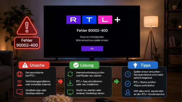 RTL+ Fehler 90002-400: Ursache, Lösung und Tipps