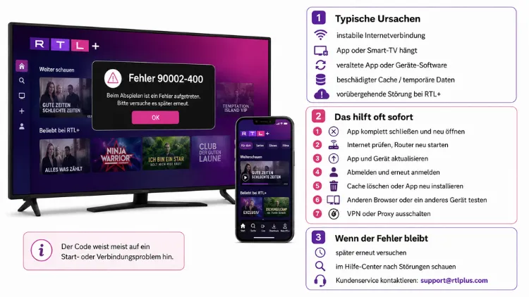 RTL+-Fehler 90002-400 – was tun? Einfach erklärt
