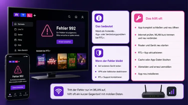 RTL+-Fehler 992 – was tun? Einfach erklärt