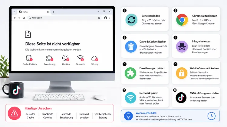 TikTok-Seite nicht verfügbar in Chrome – was tun?