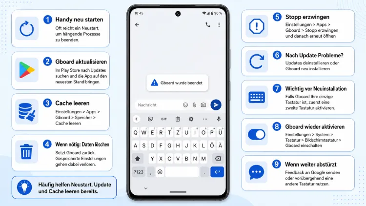 Gboard Android-Tastatur wurde beendet – was tun?