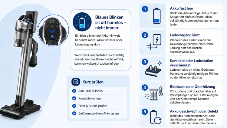 Samsung Jet 90 Akku blinkt blau – Ursachen & Lösungen