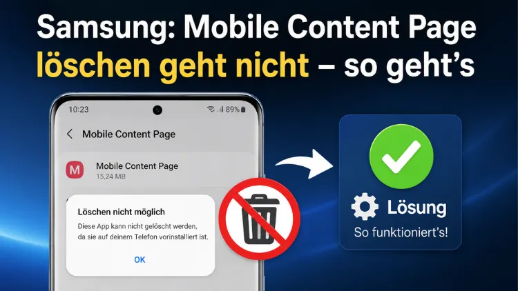 Samsung: Mobile Content Page löschen geht nicht – so geht’s