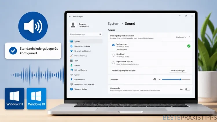 Standardwiedergabegerät konfigurieren in Windows 11 und 10