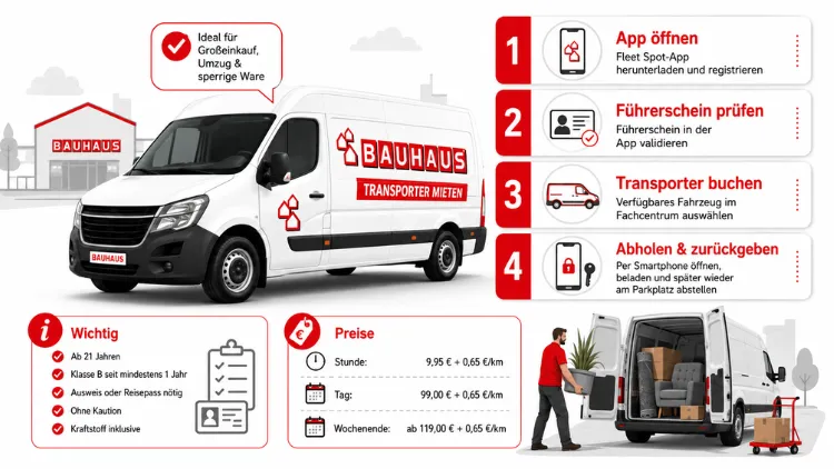 Bauhaus Transporter mieten: So geht es einfach